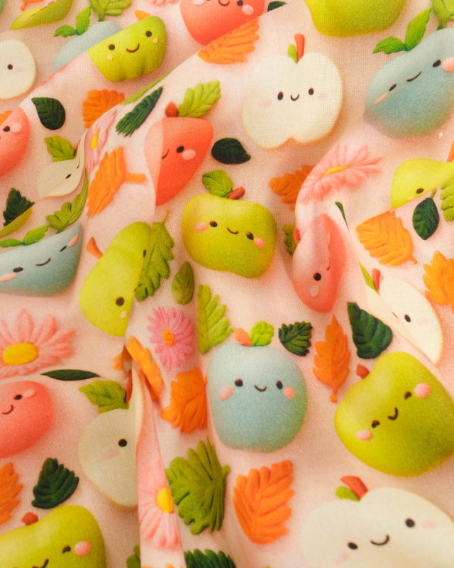 Coton Imprimé Petites Pommes 3D -  Mercerine