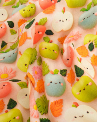 Coton Imprimé Petites Pommes 3D -  Mercerine