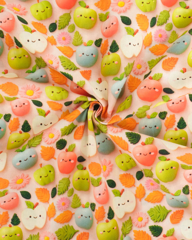 Coton Imprimé Petites Pommes 3D -  Mercerine