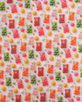 Coton Imprimé Petits Ours 3D -  Mercerine