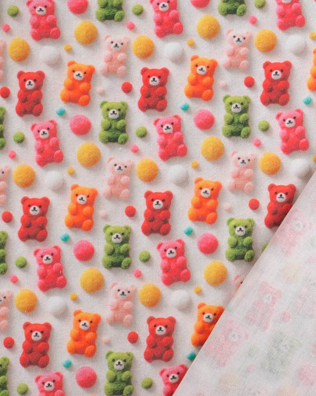 Coton Imprimé Petits Ours 3D -  Mercerine
