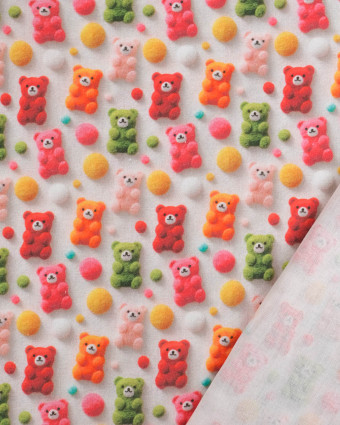Coton Imprimé Petits Ours 3D -  Mercerine