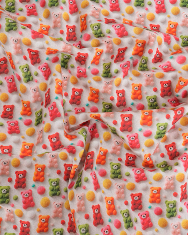 Coton Imprimé Petits Ours 3D -  Mercerine