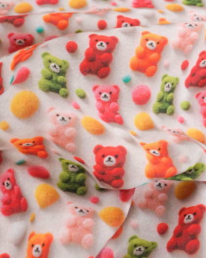 Coton Imprimé Petits Ours 3D - Mercerine