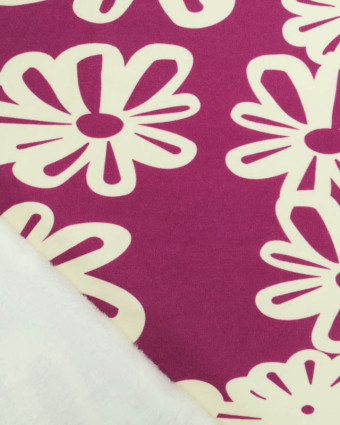 Tissu Sweat Prune Marguarita Envers Doudou - Mercerine