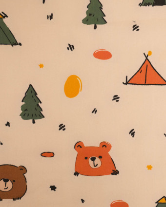 Popeline de Coton Tête Ours Beige - Mercerine