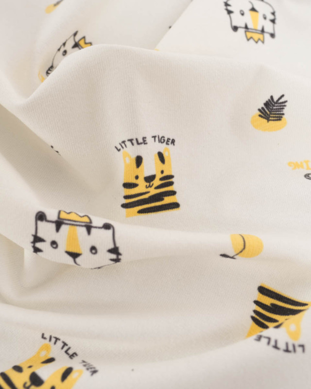 Jersey de Coton Imprimé Petit Tigre - Mercerine
