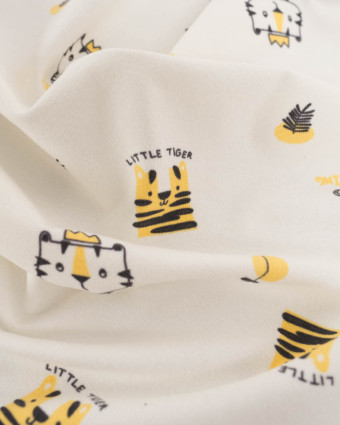 Jersey de Coton Imprimé Petit Tigre - Mercerine