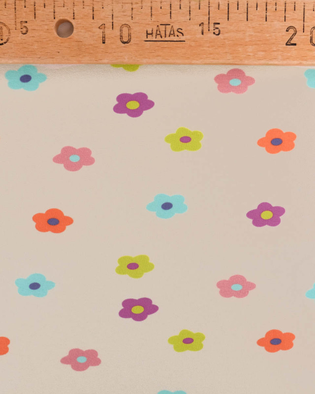 Jersey de Coton Imprimé Fleur Ecru - Mercerine