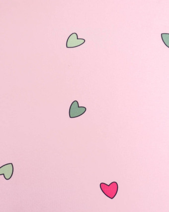 Jersey de Coton Imprimé Coeur Rose - Mercerine
