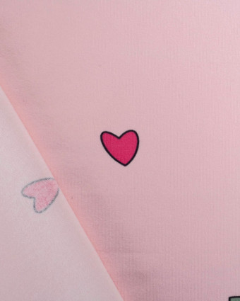 Jersey de Coton Imprimé Coeur Rose - Mercerine