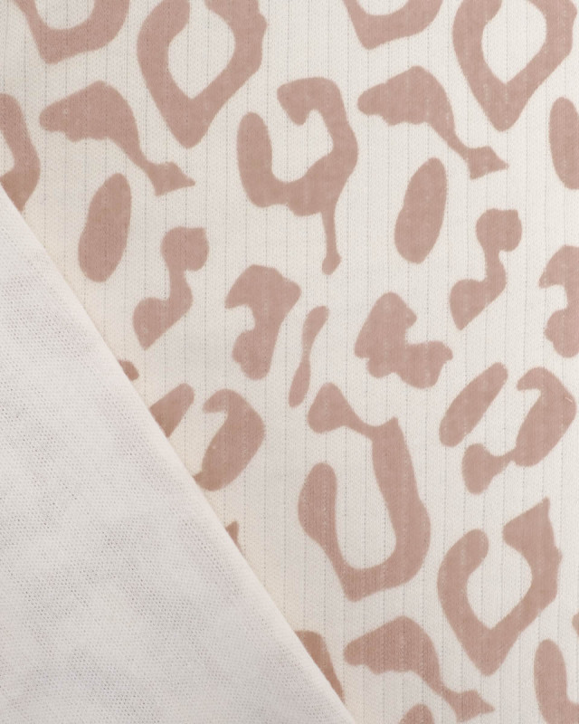 Tissu Jersey Côtelé Leopard Marron - Mercerine