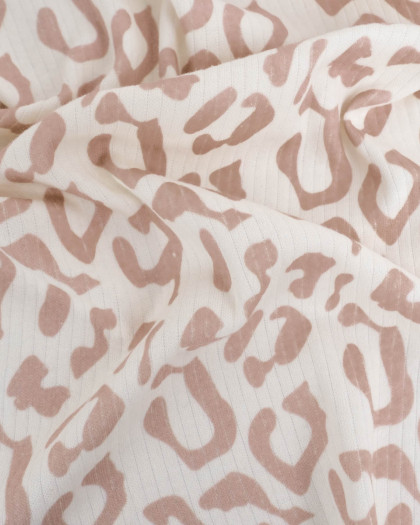 Tissu Jersey Côtelé Leopard Marron - Mercerine