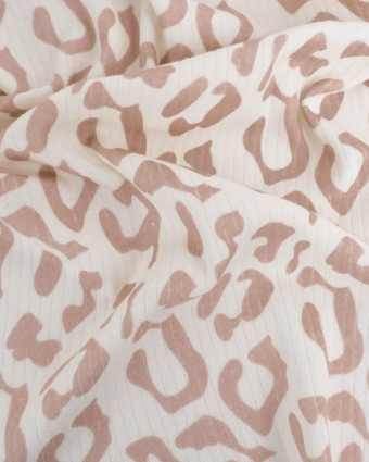 Tissu Jersey Côtelé Leopard Marron - Mercerine