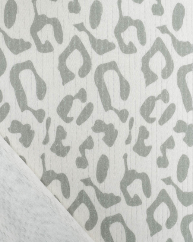 Tissu Jersey Côtelé Leopard Gris - Mercerine