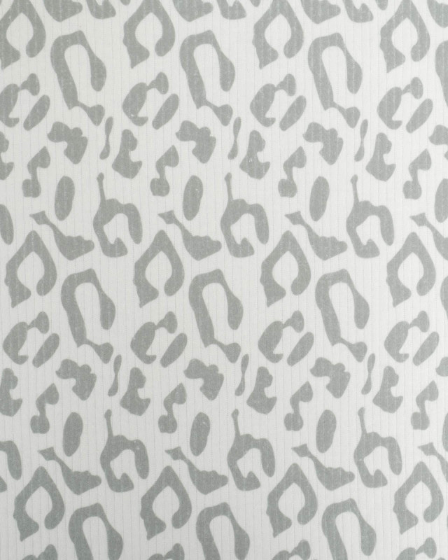 Tissu Jersey Côtelé Leopard Gris - Mercerine