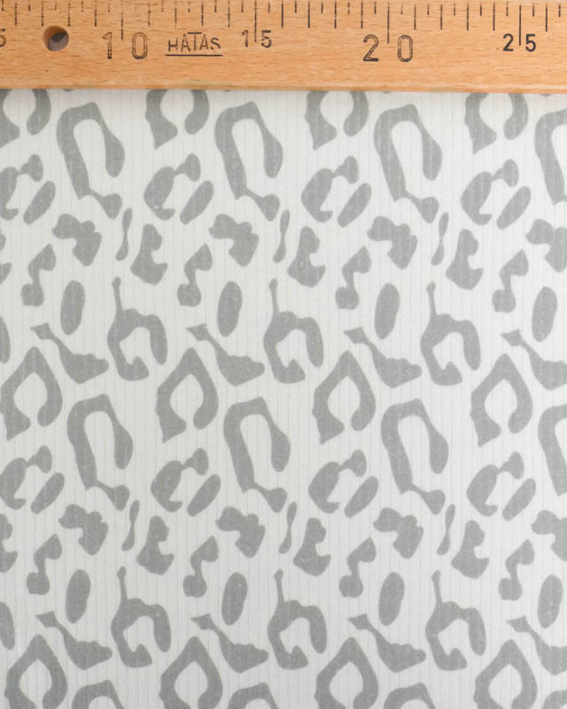 Tissu Jersey Côtelé Leopard Gris - Mercerine