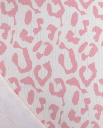 Tissu Jersey Côtelé Leopard Rose - Mercerine