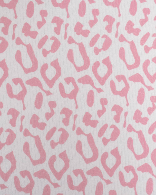 Tissu Jersey Côtelé Leopard Rose - Mercerine