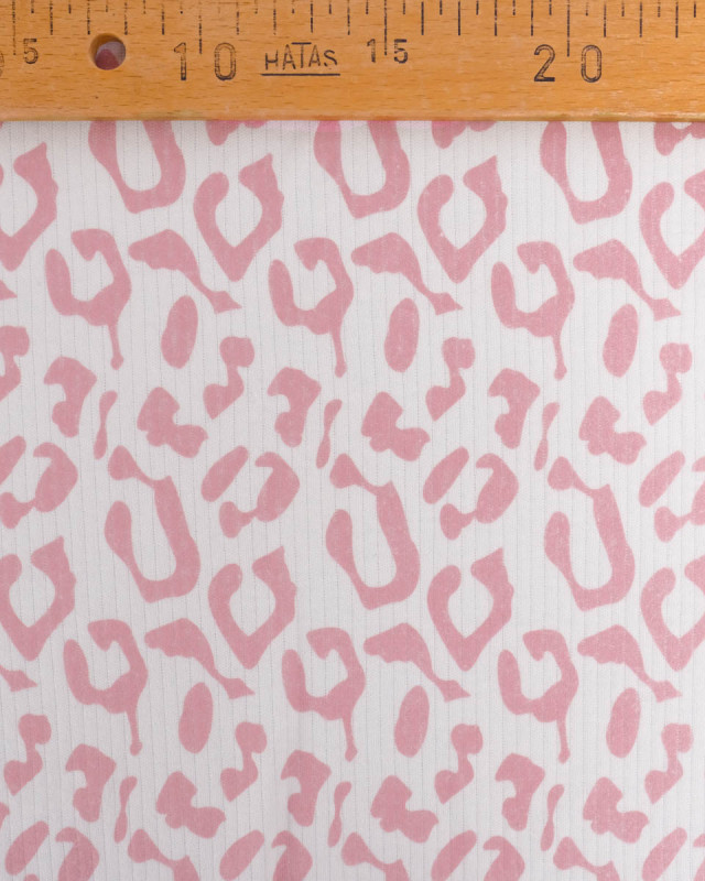 Tissu Jersey Côtelé Leopard Rose - Mercerine