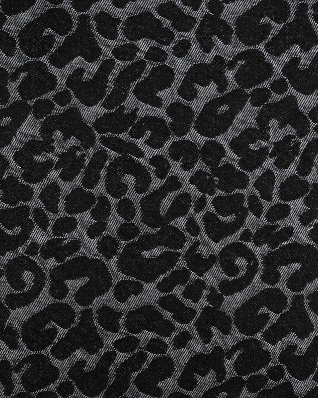 Tissu Jean Jacquard Léopard Noir - Mercerine
