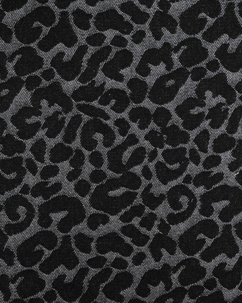 Tissu Jean Jacquard Léopard Noir - Mercerine