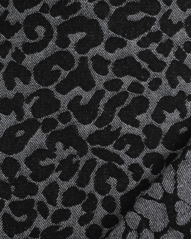 Tissu Jean Jacquard Léopard Noir - Mercerine