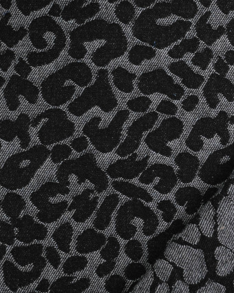 Tissu Jean Jacquard Léopard Noir - Mercerine
