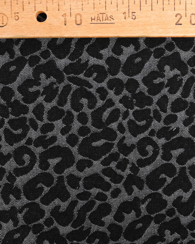 Tissu Jean Jacquard Léopard Noir - Mercerine