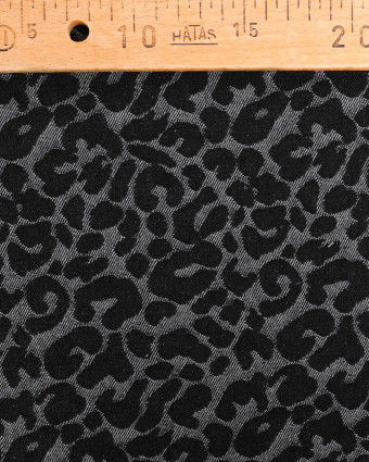 Tissu Jean Jacquard Léopard Noir - Mercerine