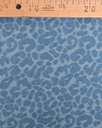 Tissu Jean Jacquard Léopard Bleu Clair - Mercerine