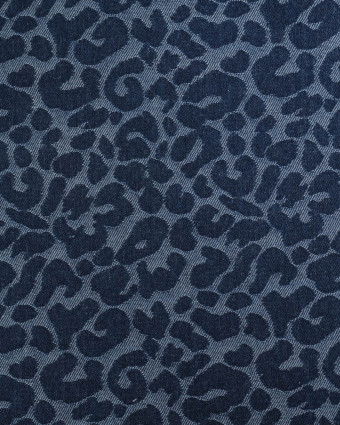 Tissu Jean Jacquard Léopard Bleu Foncé - Mercerine