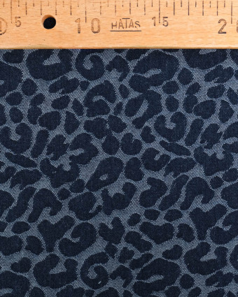 Tissu Jean Jacquard Léopard Bleu Foncé - Mercerine