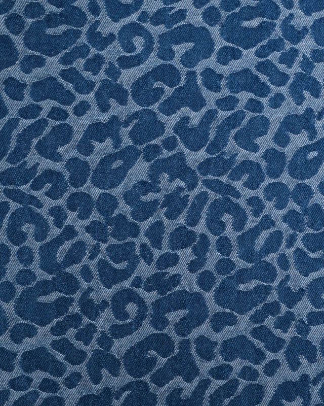 Tissu Jean Jacquard Léopard Bleu Denim - Mercerine