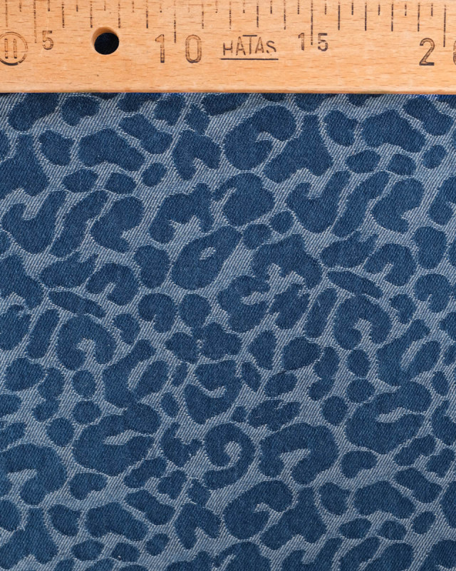 Tissu Jean Jacquard Léopard Bleu Denim - Mercerine