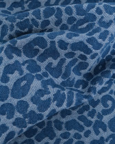Tissu Jean Jacquard Léopard Bleu Denim