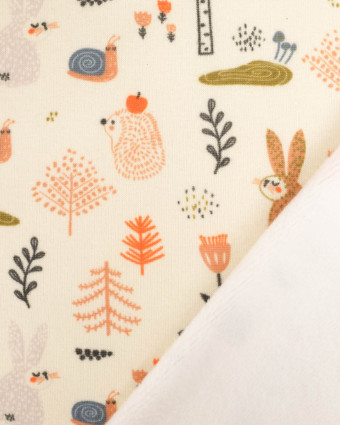 Tissu Sweat Envers Doudou Lapin Ecru - Mercerine