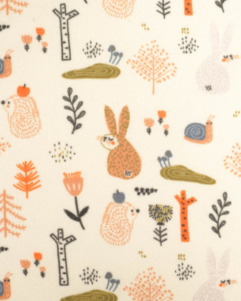 Tissu Sweat Envers Doudou Lapin Ecru - Mercerine