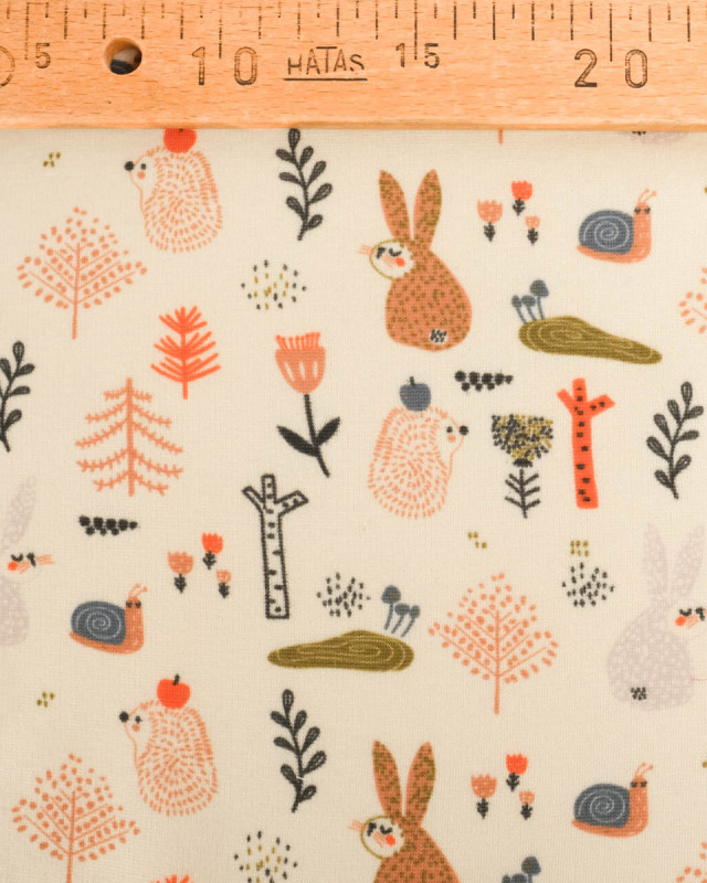 Tissu Sweat Envers Doudou Lapin Ecru - Mercerine