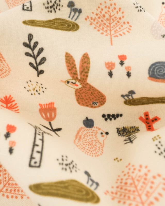 Tissu Sweat Envers Doudou Lapin Ecru - Mercerine