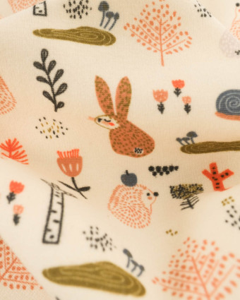 Tissu Sweat Envers Doudou Lapin Ecru - Mercerine