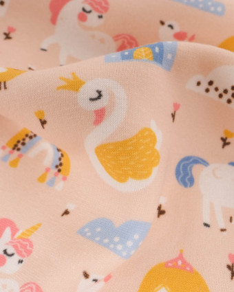 Tissu Sweat Envers Doudou Licorne Princesse - Mercerine