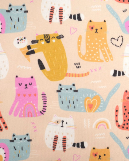 Tissu Sweat Envers Doudou Chat Muticouleur - Mercerine