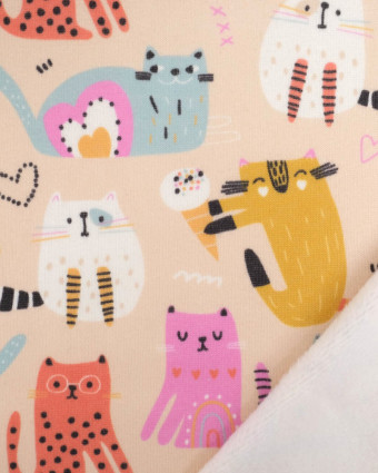 Tissu Sweat Envers Doudou Chat Muticouleur - Mercerine