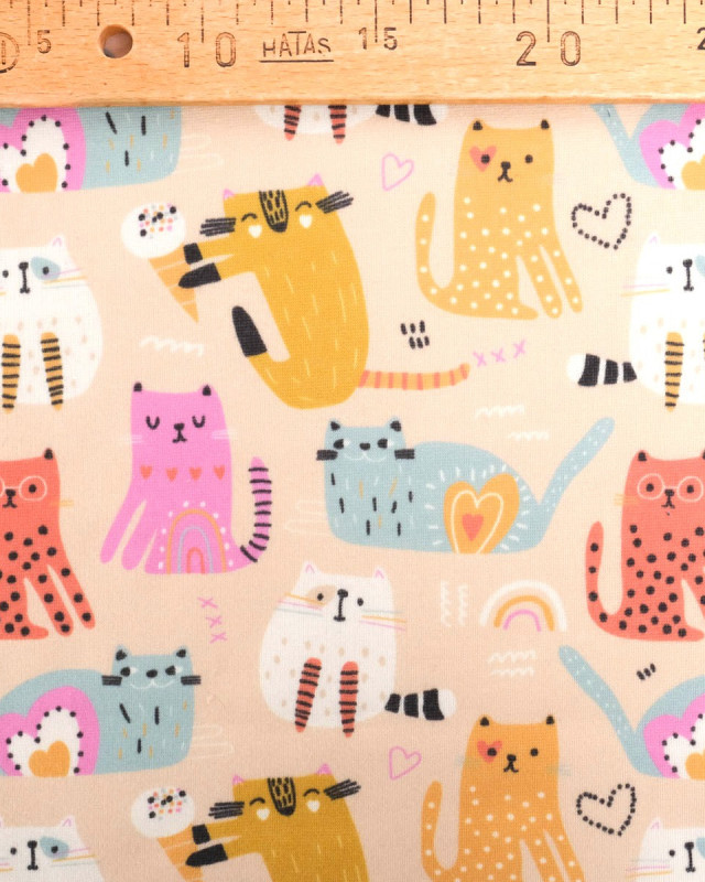 Tissu Sweat Envers Doudou Chat Muticouleur - Mercerine