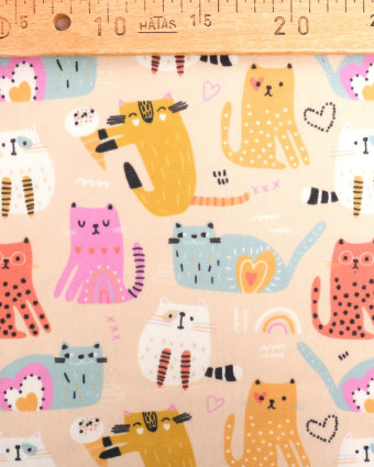 Tissu Sweat Envers Doudou Chat Muticouleur - Mercerine