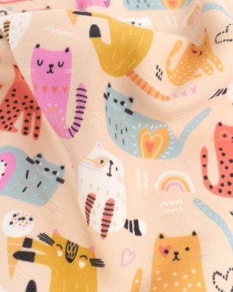 Tissu Sweat Envers Doudou Chat Muticouleur - Mercerine