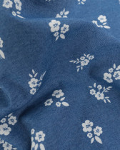 Tissu Chambray Jean Palerme Fleur Fond Bleu Jean