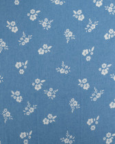 Tissu Chambray Jean PalermeFleur Fond Bleu Clair