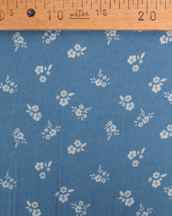 Tissu Chambray Jean PalermeFleur Fond Bleu Clair - Mercerine